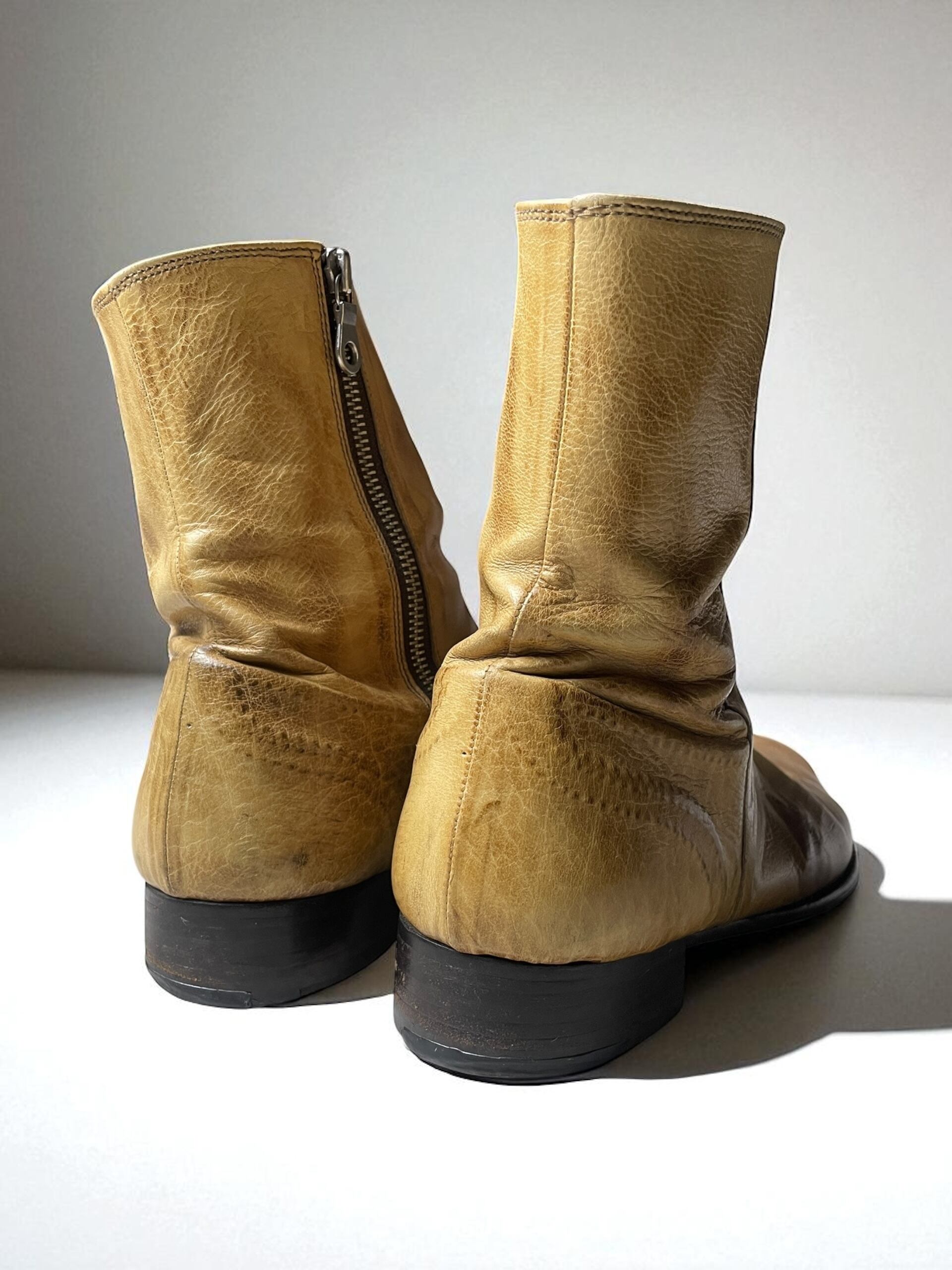 Mihara Yasuhiro - Early Embossed Lace Side Zip Boots | Atelier Accord