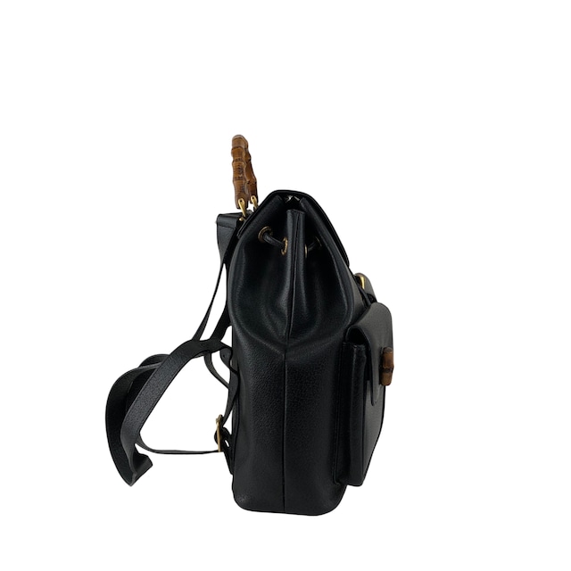 GUCCI グッチ バックパック ブラック バンブー レザー リュック フロントバックル vintage ヴィンテージ オールド i34ihz