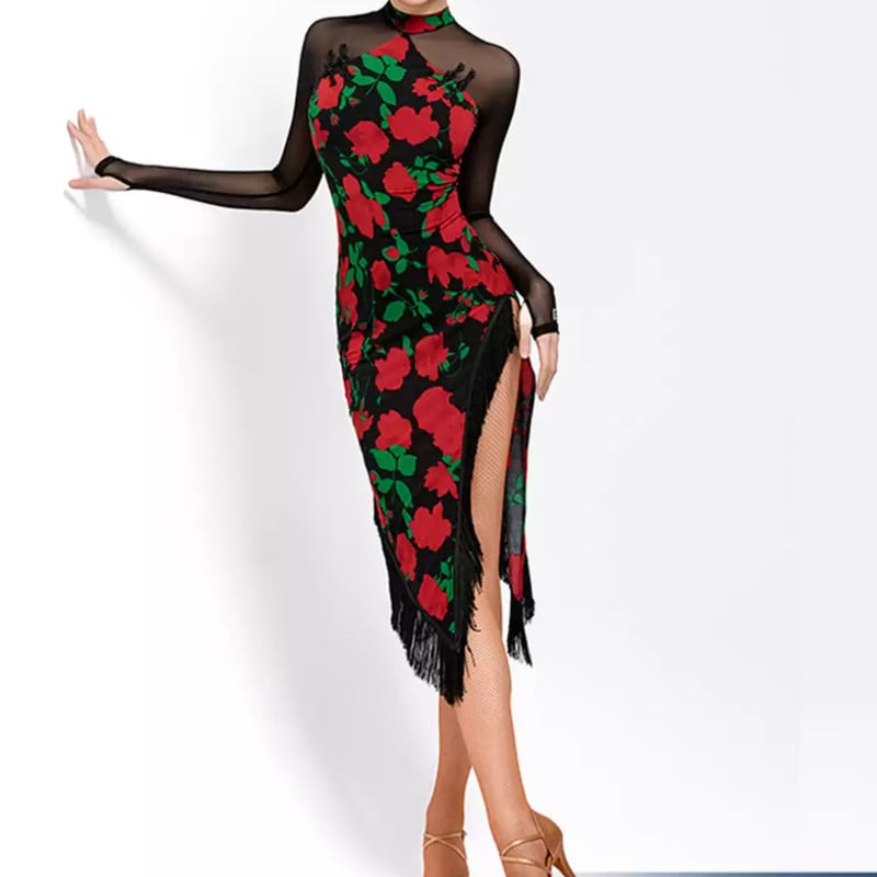 フリンジ サイドスリット ミモレワンピース ds1159