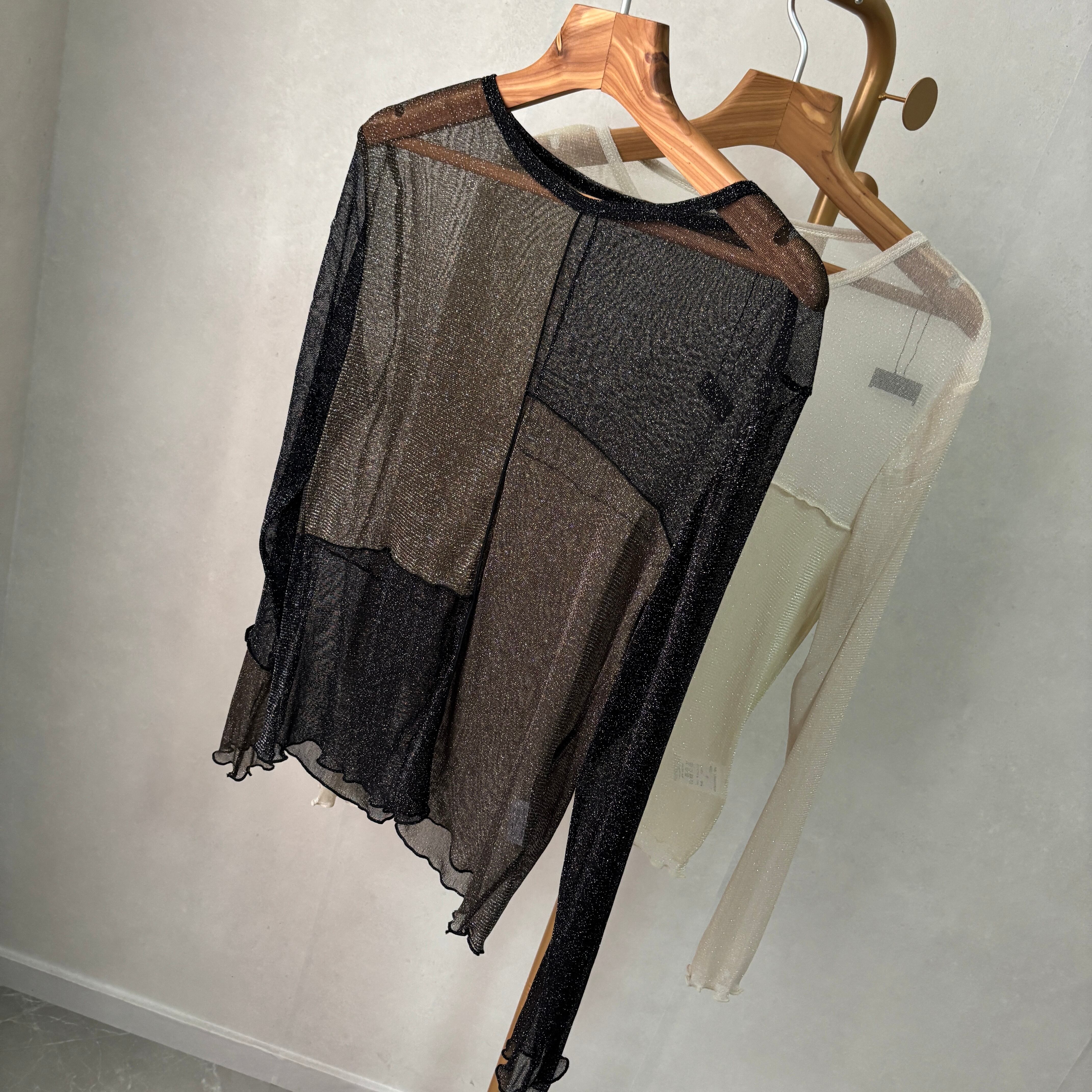 lame sheer patchwork pullover
