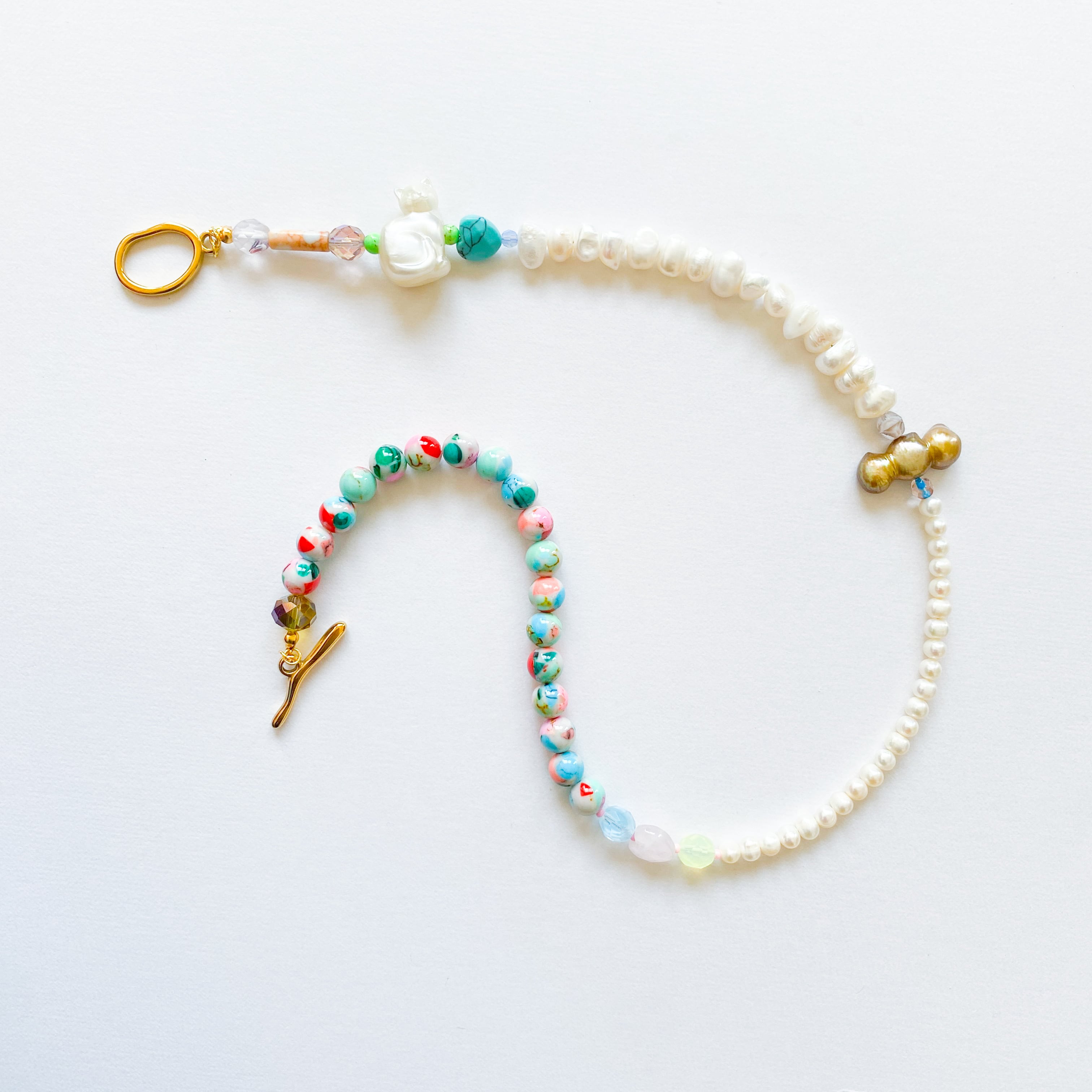 淡水パールとビーズのネックレス(たまに天然石）