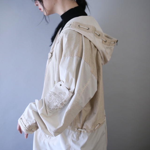 many many code design switching fabric loose silhouette hoodie jacket