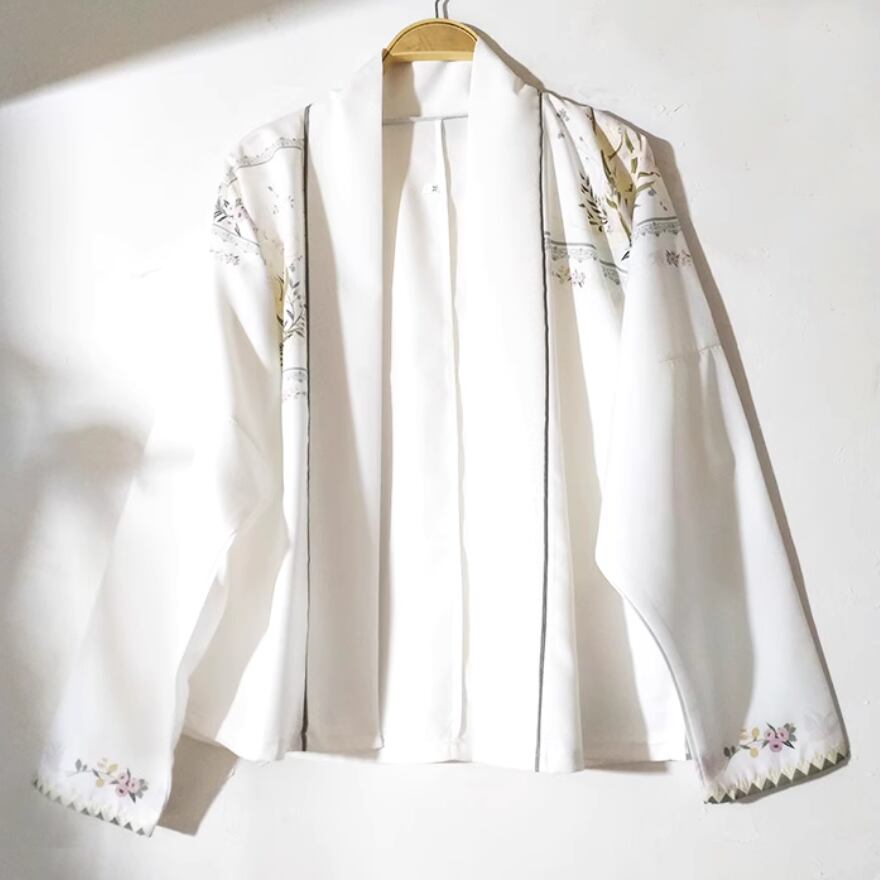 サブカル 服 地雷系 通販 チャイナ服ブランド SUPER STYLE 夏服 羽織り プリント 花柄 シフォン 漢服 個性的 和装