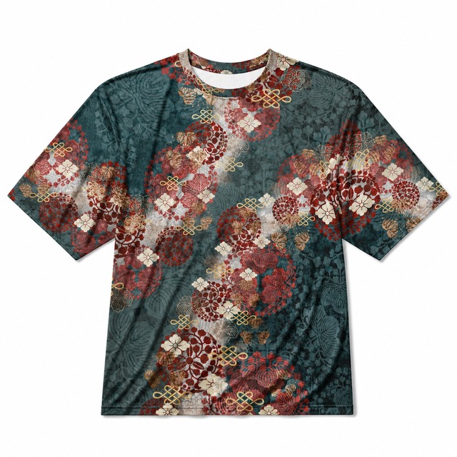 和紋様装飾　御召茶　和柄ユニセックス 180G Performance Tシャツ