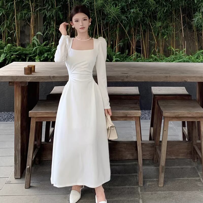 【dress】スクエアネックロングワンピース Q8111