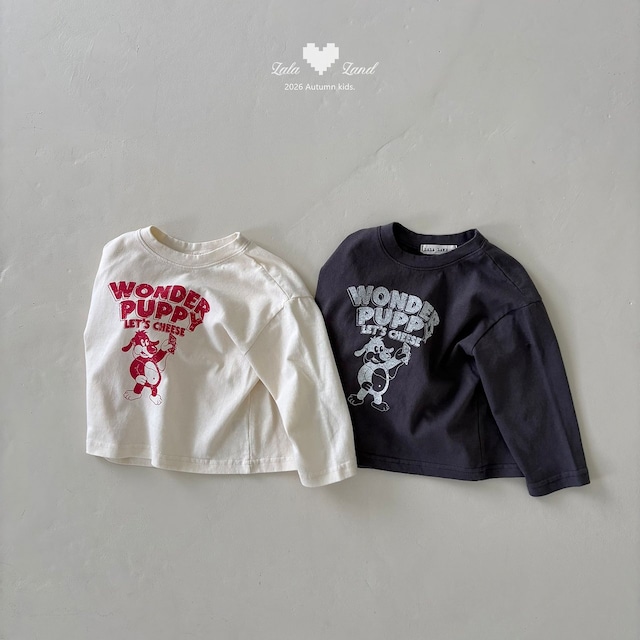 【取寄】lalaland|selfie puppy tee|セルフィーパピーT|XS-XL|kids|26 autumn