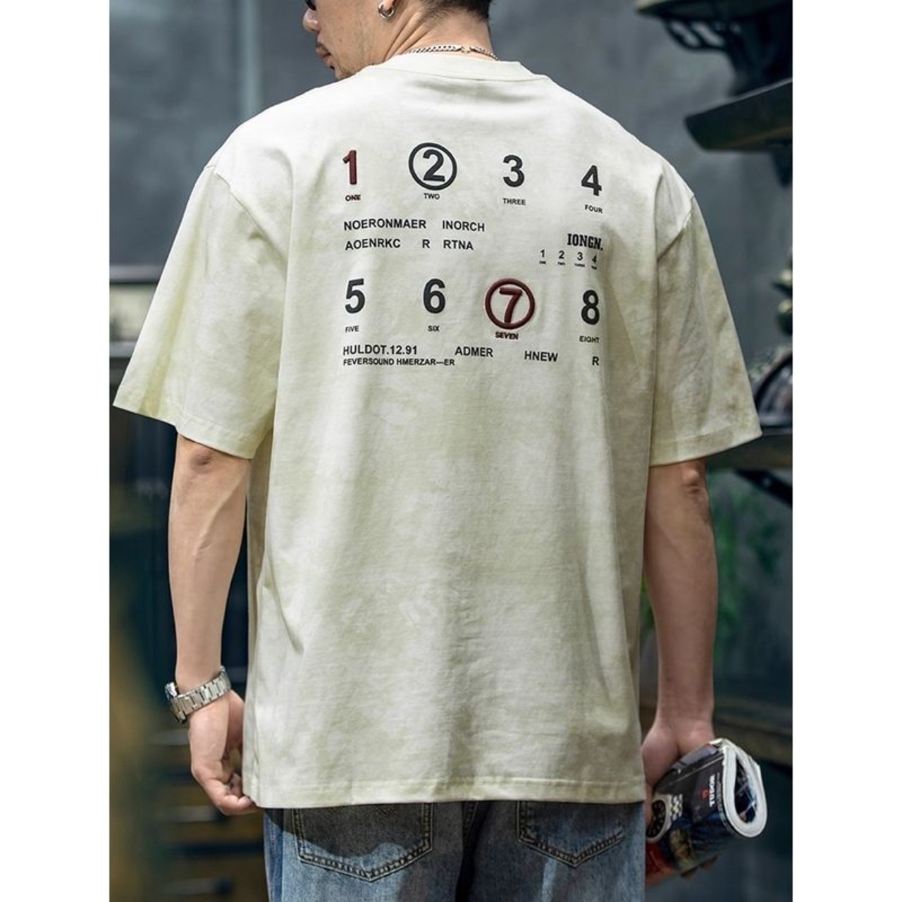 バックプリントナンバーグラフィックTシャツ 10097