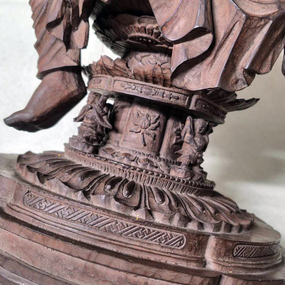 伝如意輪観音・菩薩半跏像・木彫・仏像・全長約48㎝・置物・No.250615