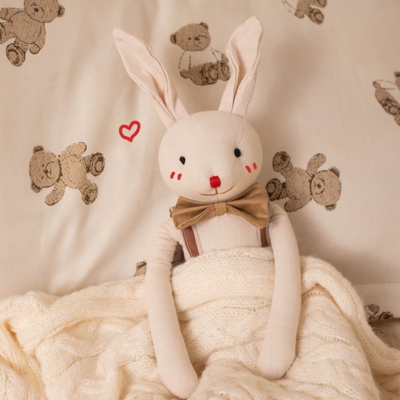 かわいいリネン長耳うさぎぬいぐるみ 赤ちゃんファーストトイ 42cm