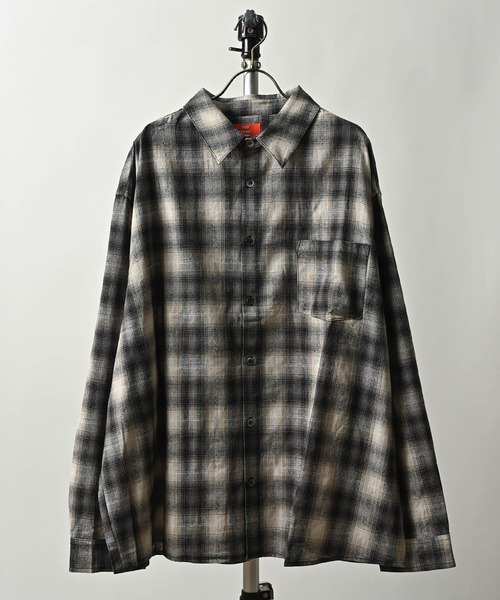 OVER THE DAY TOKYO Jacquard Ombre Check LS Shirt (BLK) OTDT-097
