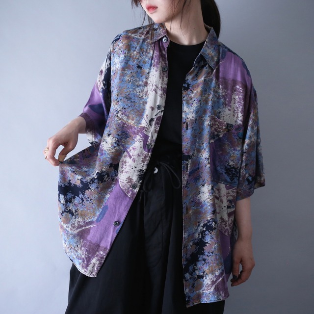 "GOOUCH" beautiful coloring full noise art pattern loose silhouette h/s shirt