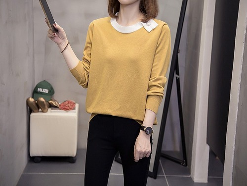 【大きいサイズXL-4XL】ファッションセーター♪イエロー/ブラック2色展開◆#sebooo-27117