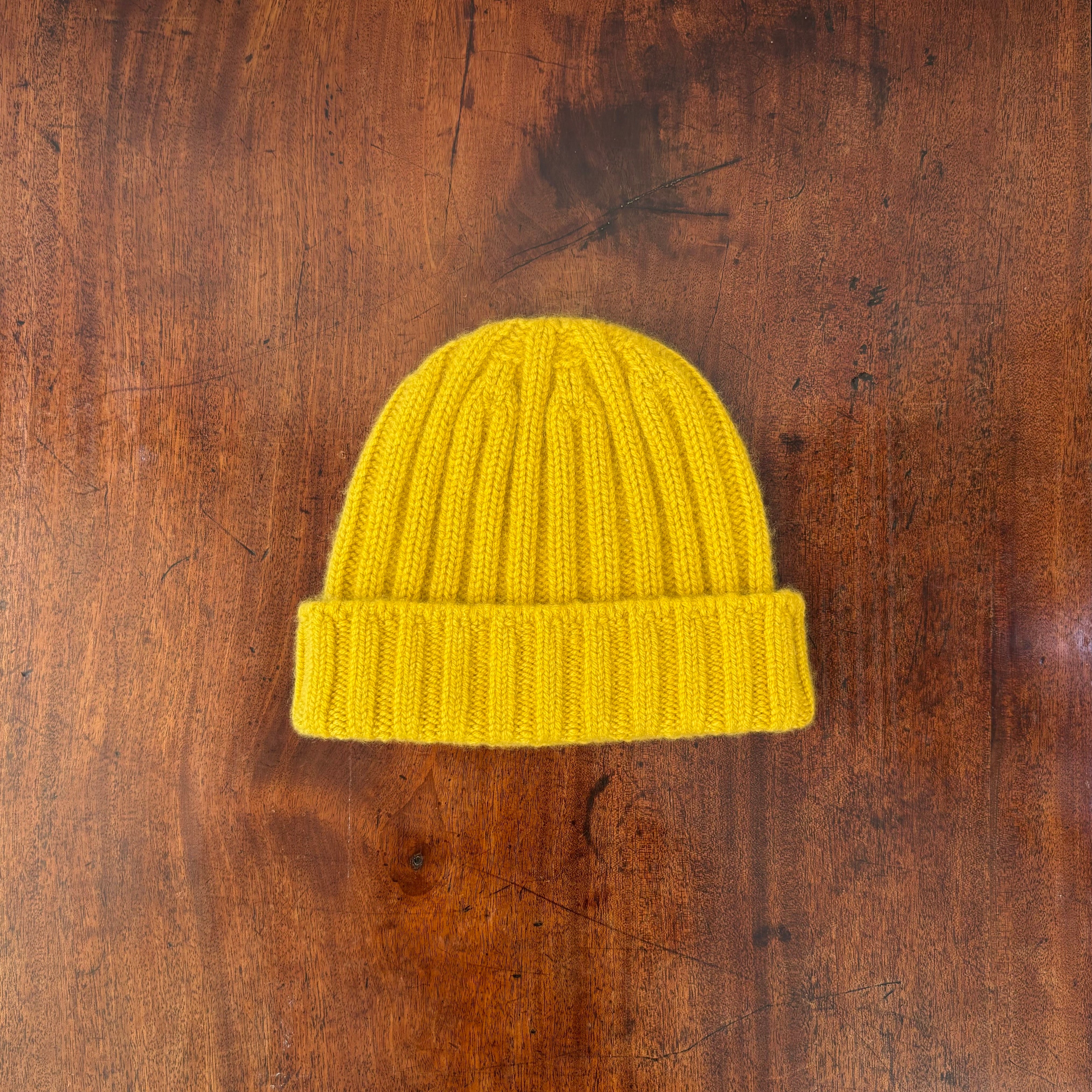 cableami カシミア リブ ワッチキャップ イエロー | 萬栄堂帽子店