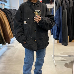 Carhartt used michigan chore coat "black overdye" SIZE:-