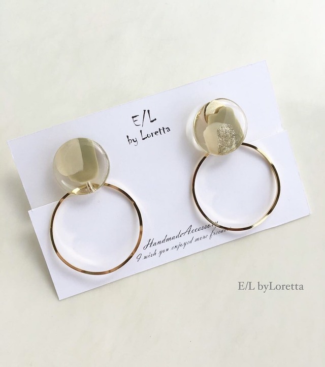 2way art circle hoop pierce/earring(Olive)
