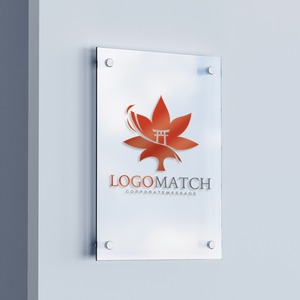 優雅な紅葉と鳥居のロゴ