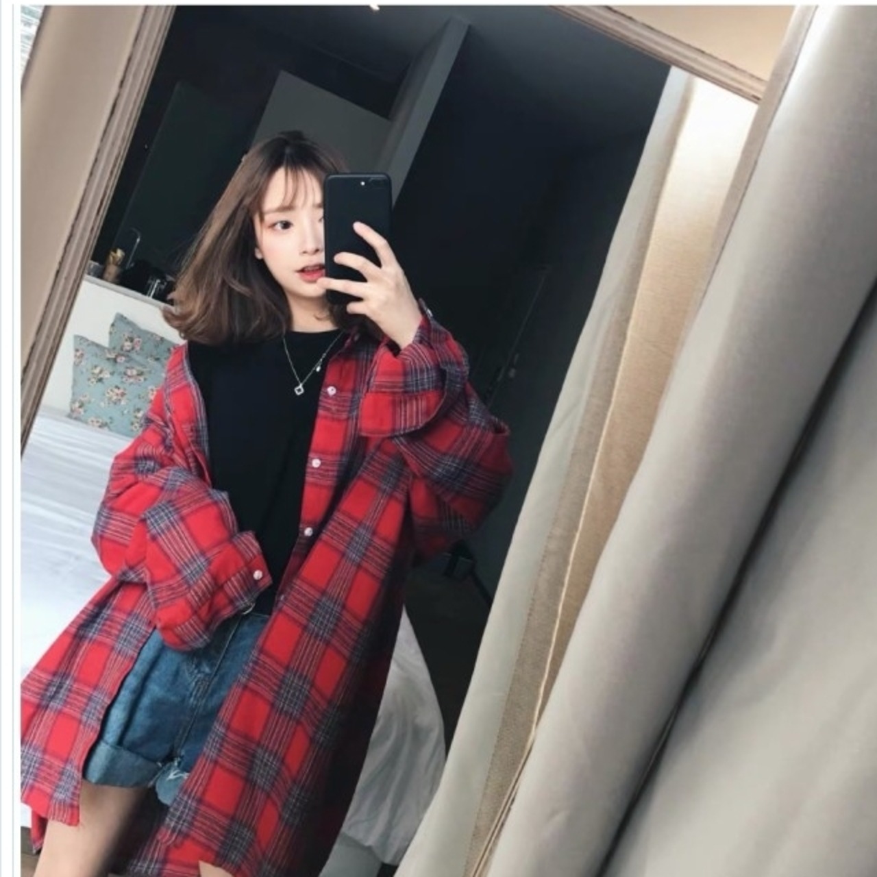 大人カジュアル レディース 春服 チェック柄 オーバーサイズブラウス 