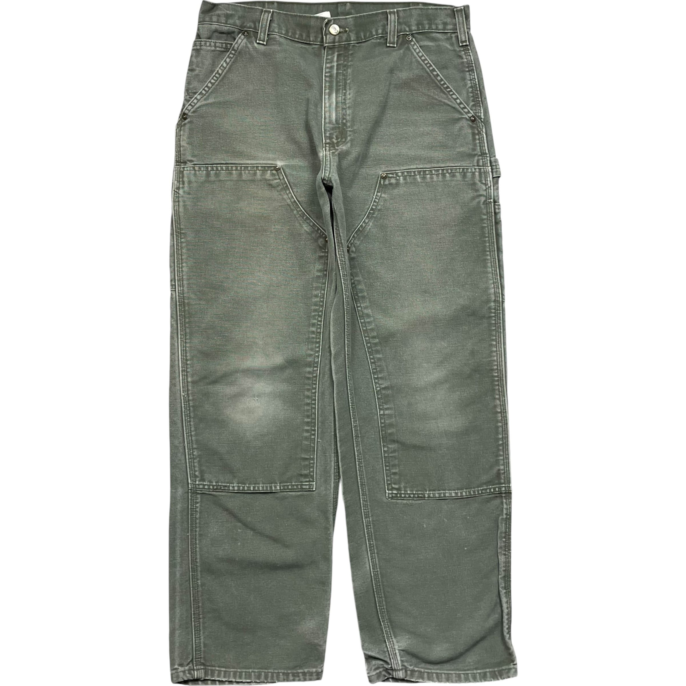 《実寸W35L30》Carhartt カーハート ダブルニー ワークパンツ ペインターパンツ フェード モスグリーン no.10348