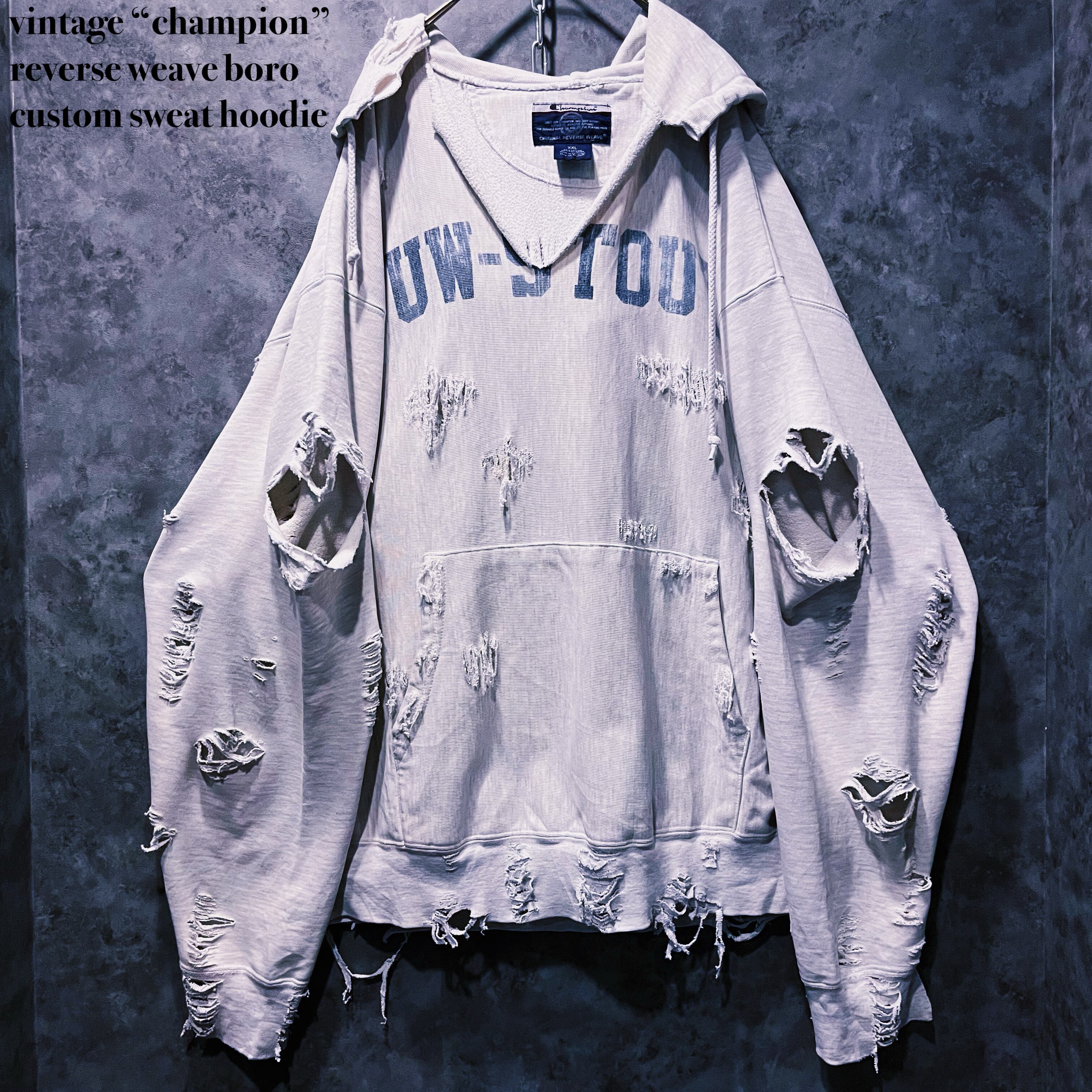 【doppio】vintage “champion” reverse weave boro custom sweat hoodie