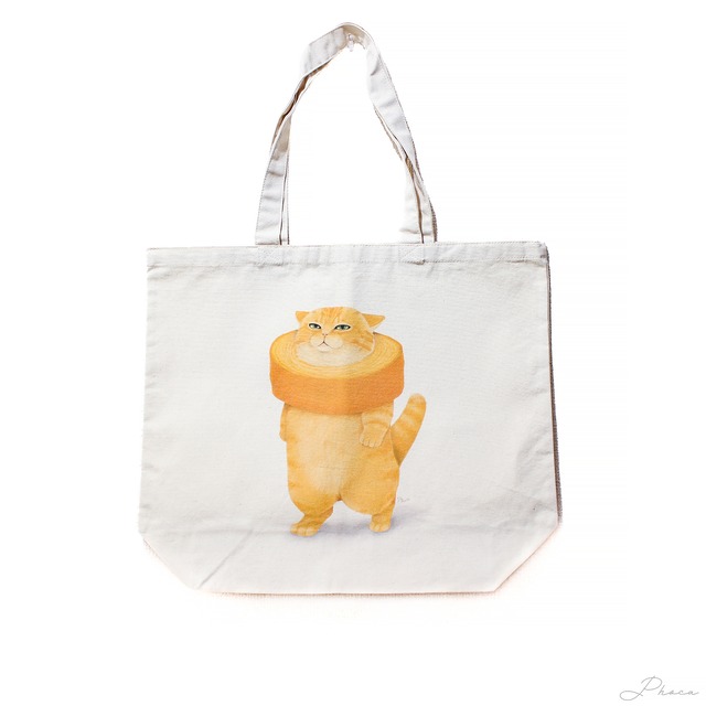 ぬんっと立ってるバウムねこのビッグサイズキャンバストートバッグ