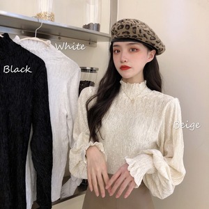 【韓国通販 dgo】half high collar long sleeve tops 3colors（A0875）