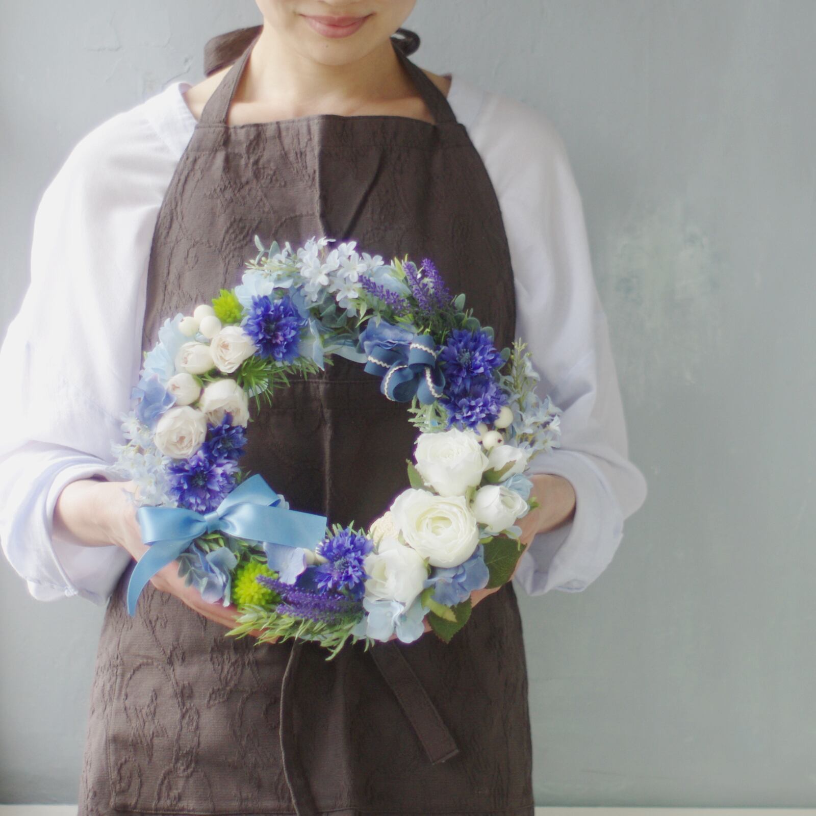 専用⭐︎フラワーリース⭐︎そらいろ紫陽花&矢車菊(25cm)