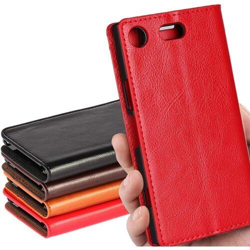 ソニー Xperia XZ1 pact SO-02K ケース 手帳型 XZ1 pact ケース 手帳 XZ1 pact 手帳 SO-02K カバー SO-02K 手帳 Xperia XZ1 財布ケース iCoverCase 光沢加工 牛革 シンプル レトロ 携帯 カバー カードポケット スタンド機能 財布型 カバー 選べる4色 レッド 55