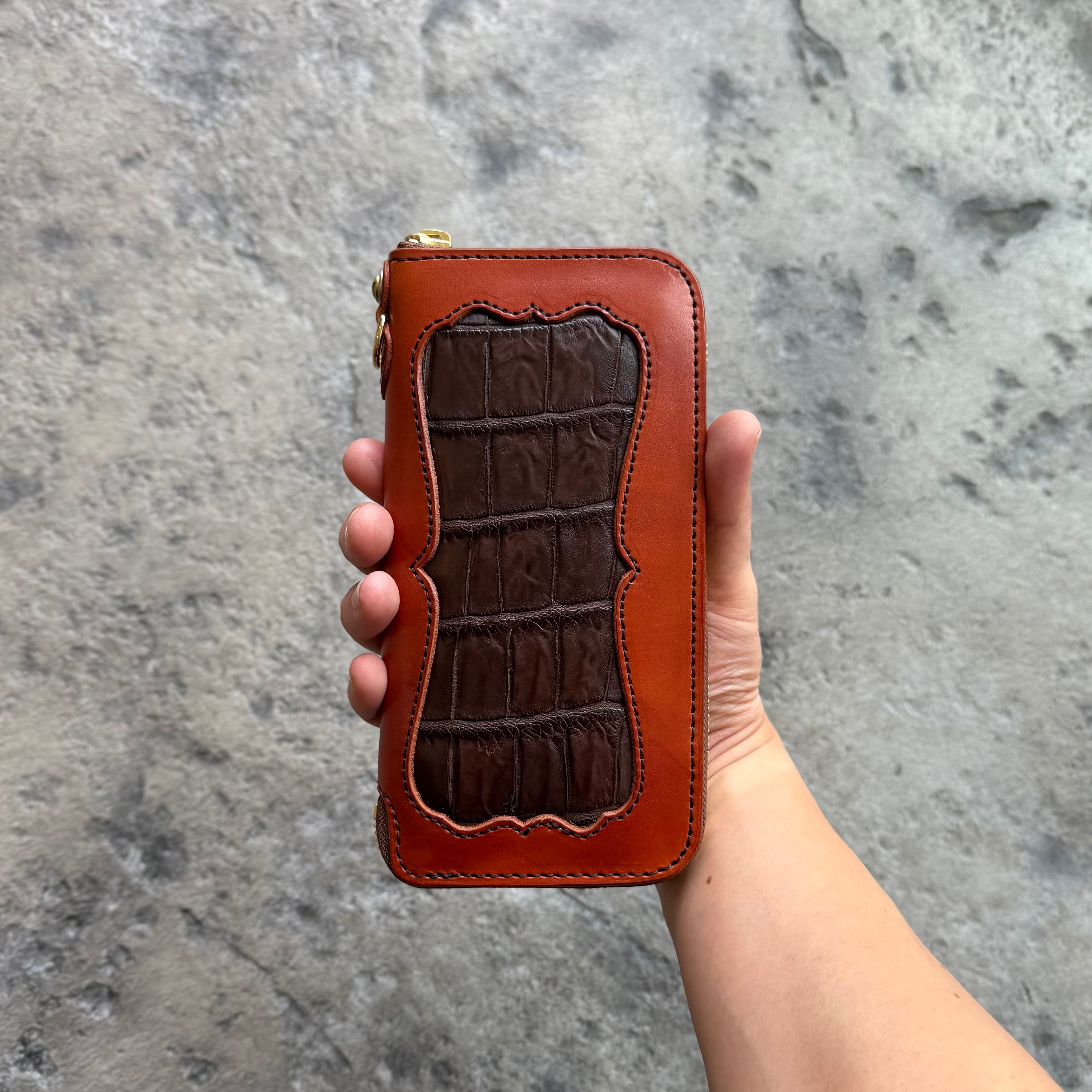 限定商品】ウォレット ラウンドジップ インレイ クロコダイル(ライト