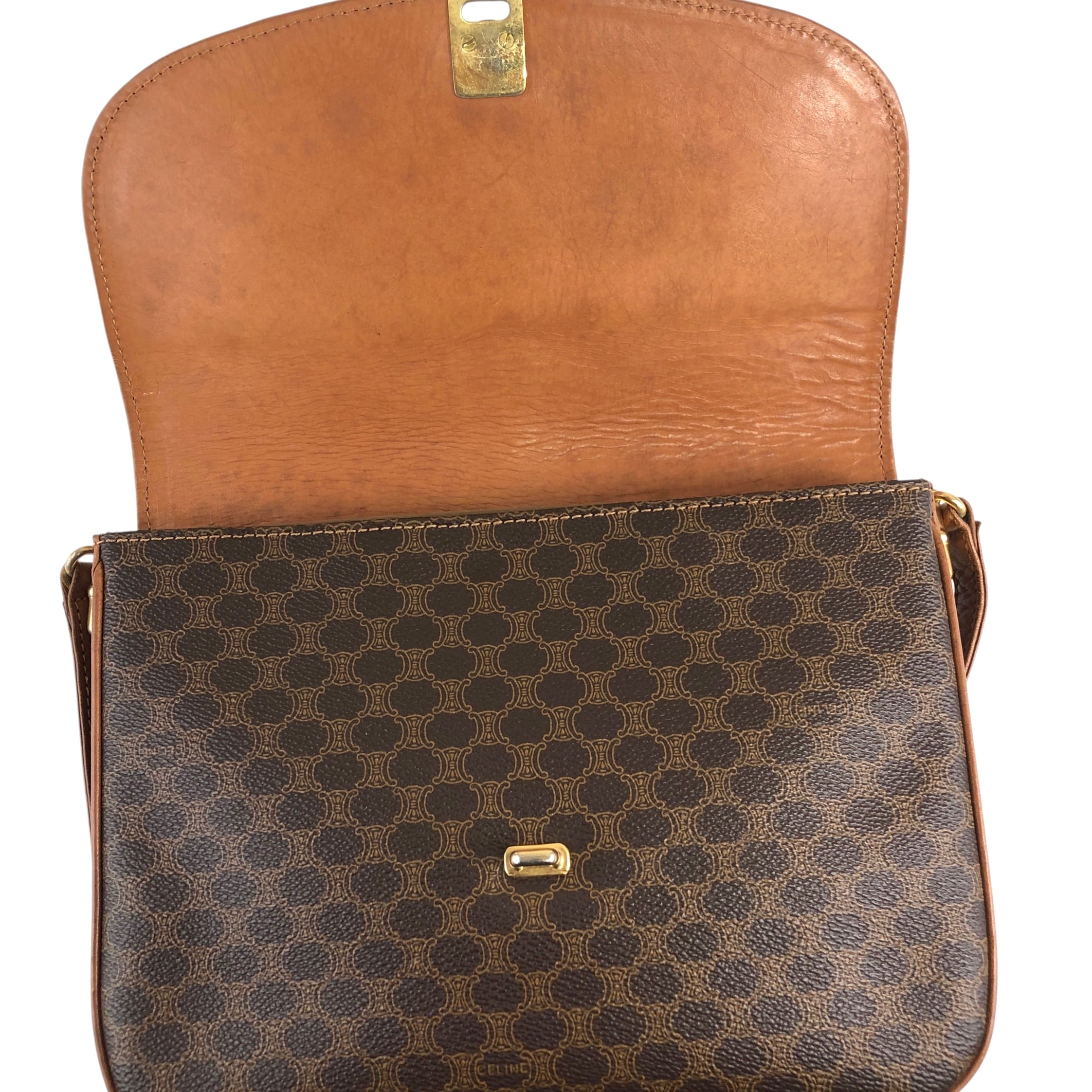 ★CELINE セリーヌ マカダム  ショルダーバッグ ブラウン ブラゾン PVC レザー  zskyr6 CELINE セリーヌ マカダム ショルダーバッグ ブラウン ブラゾン PVC