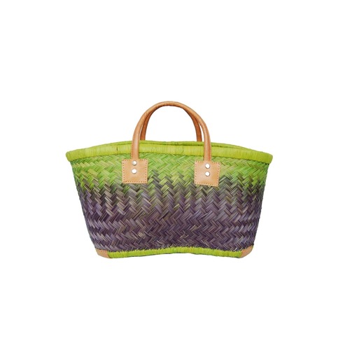 専用ページ【かごバッグ】S パニエS Yellow green x Violet /マルシェバッグ