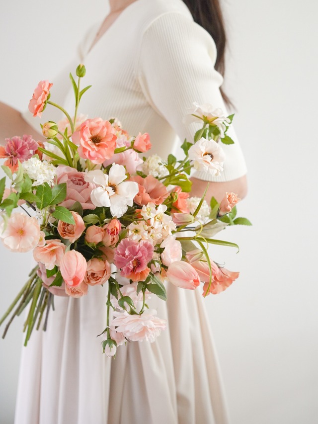 〈完成品販売ブーケ〉Orange nuance artificial flower bouquet