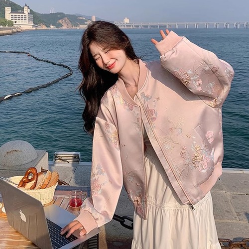 送料無料 ブルゾン レディース レディースブルゾン ジャンパー 春 秋 冬 ブルゾン レディース ジャケット アウター 春秋 韓国ファッション カジュアル ピン