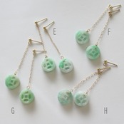 ミャンマー産翡翠 K14gf チェーン 翡翠透かし彫り ピアス A貨翡翠 jd_mm1003