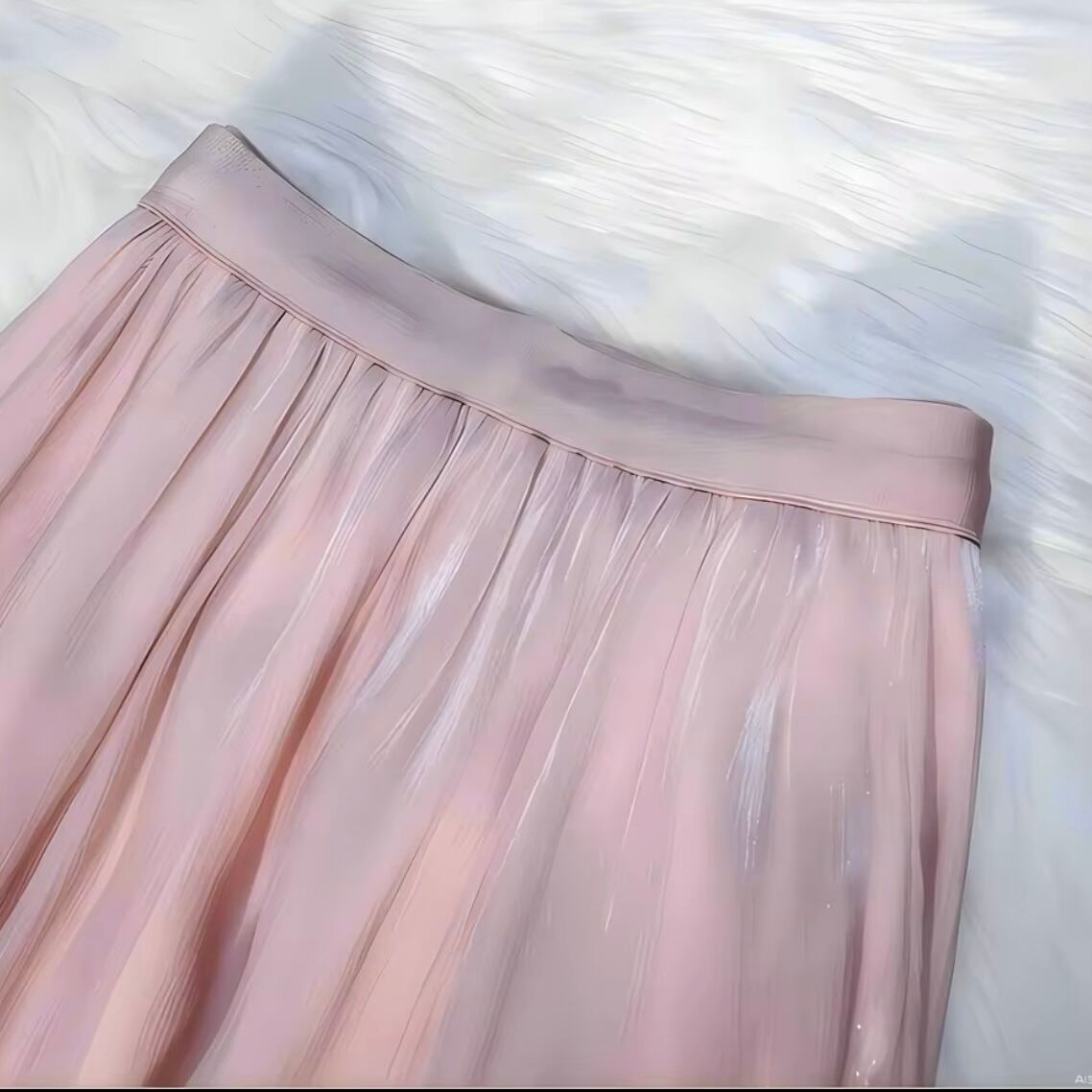 shiny random hem long skirt