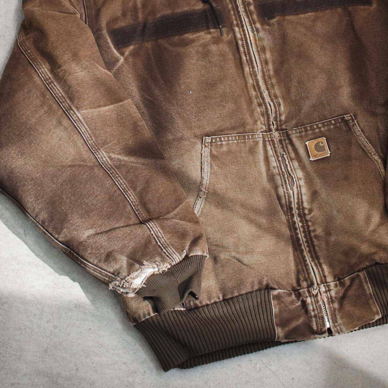 carhartt ダックジャケット ダークブラウン DKB フェード ボロ Carhartt トラディショナルコート XL ダックジャケット ダークブラウン