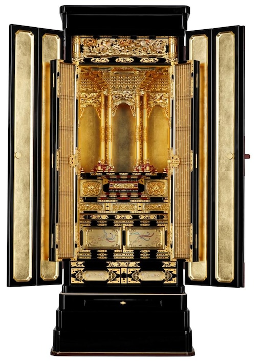 京型 黒塗り金仏壇 胴長19号(高さ166cm)お西向け|KB-G-020