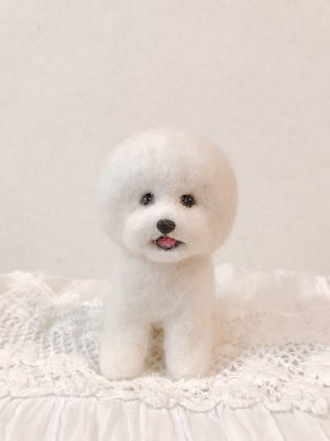 羊毛フェルト ビションフリーゼ 犬 おすわり