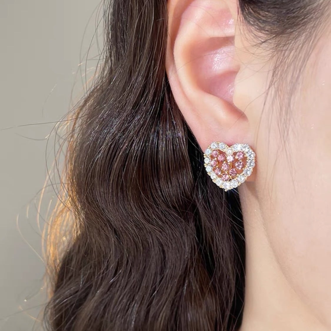 ビジューハート ピアス/イヤリング