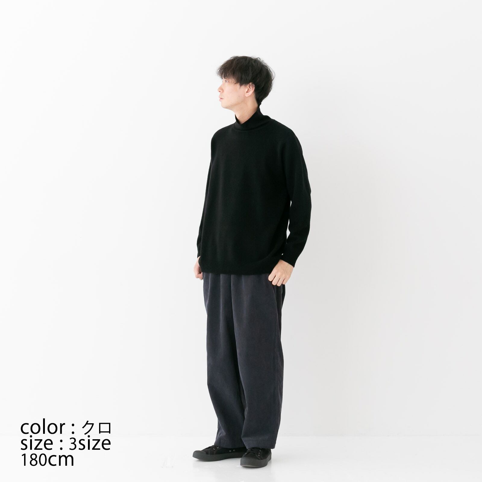 リネン RINEN 2/15ウール天竺編み タートルネック(R17581)全2色