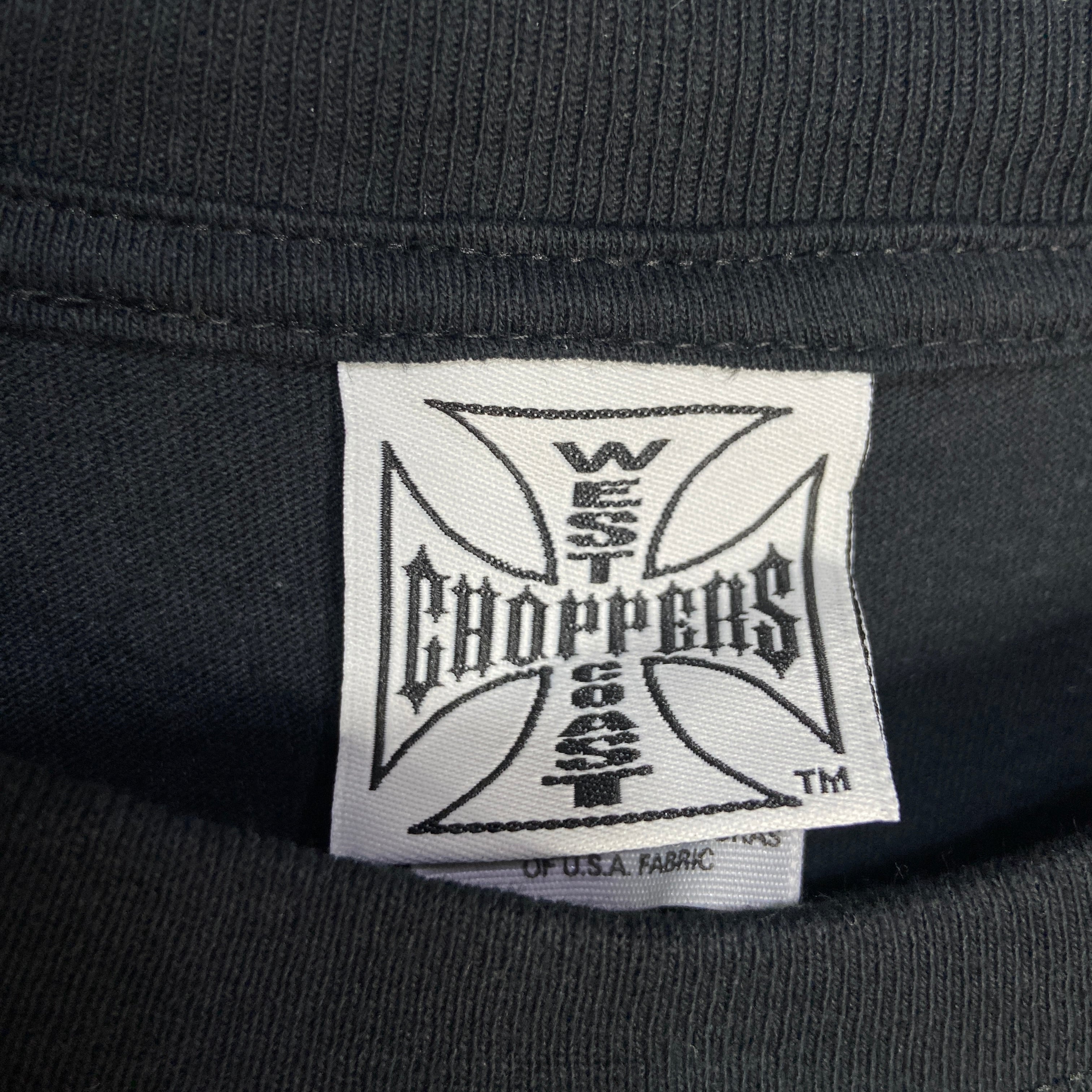 00s ウエストコーストチョッパーズ アイアンクロスTシャツ 両面 黒 XL