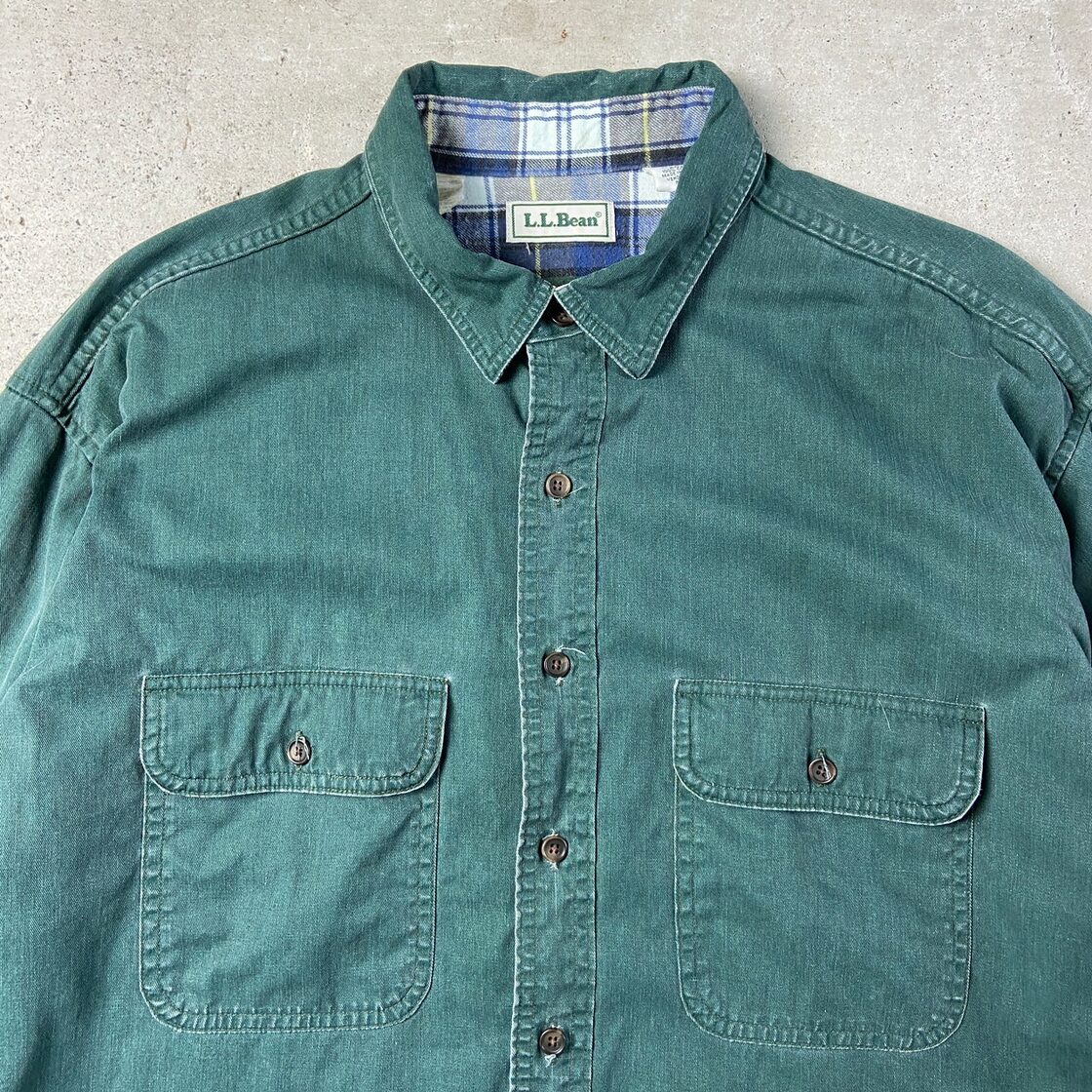 90年代 カナダ製 L.L.Bean エルエルビーン 長袖 フランネルラインド 