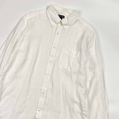 90s LANDS' END ランズエンド Baird McNutt Irish Linen BD ボタンダウン 長袖 ワイシャツ ドレスシャツ 42-82/ホワイト メンズ ビンテージ