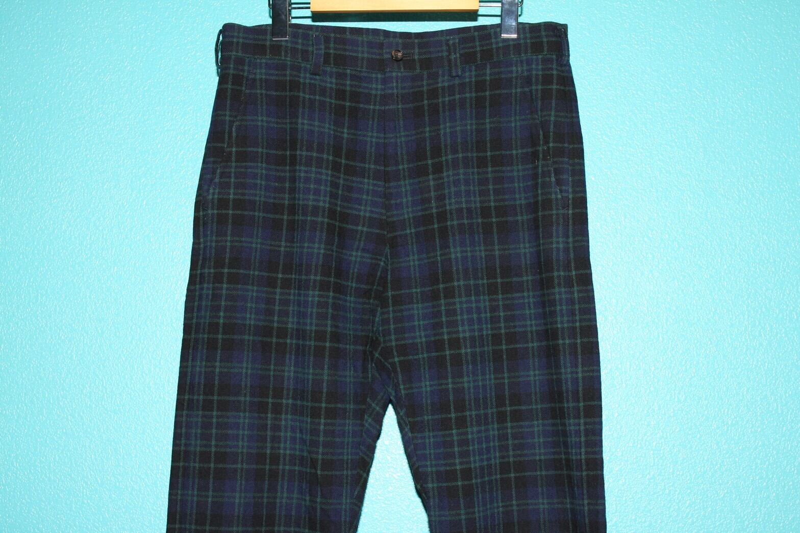 00s (2001) COMME des GARCONS HOMME Blackwatch Pattern Wool Slacks 