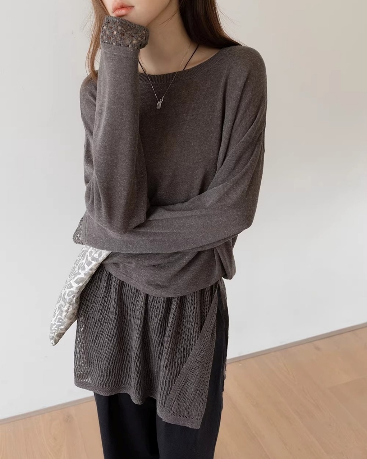 Modern texture loose knit Setup L0165