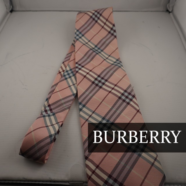 【極美品】BURBERRY LONDON ネクタイ 超希少品 ピンク ロゴ レア 希少レア】BURBERRY ネクタイ ノバチェック ピンク ホース刺繍 総柄