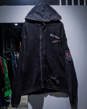 【add (C) vintage】Good Fade Zip Hoodie Layered Design Cotton Knit Jacket