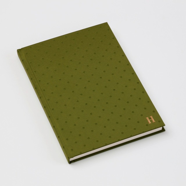 【HONcept】テキスタイルノート Charm Dot（水玉） - Olive 11（オリーブ）ノート