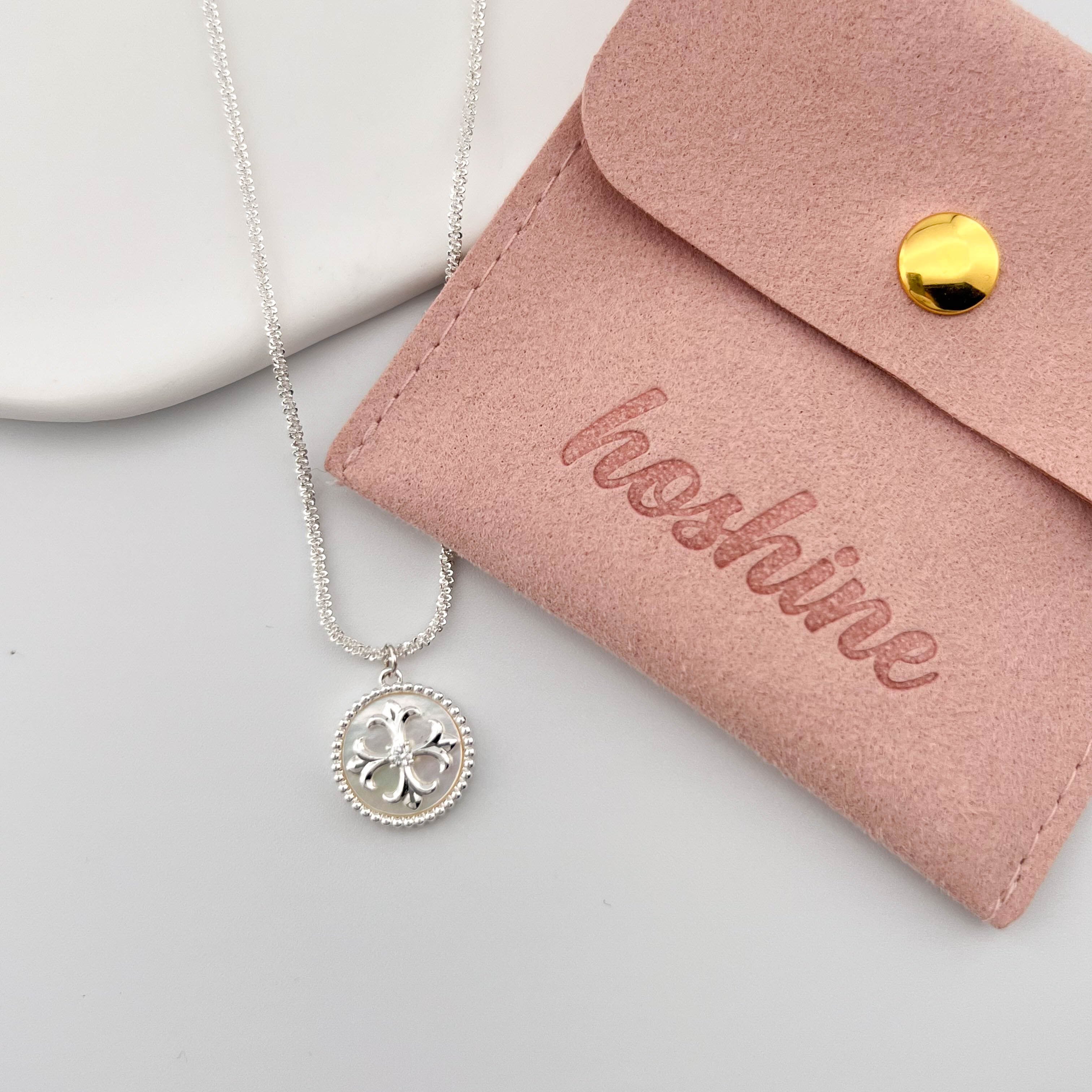 シルバーメッキ×ジルコニア 円形ペンダントショートネックレス