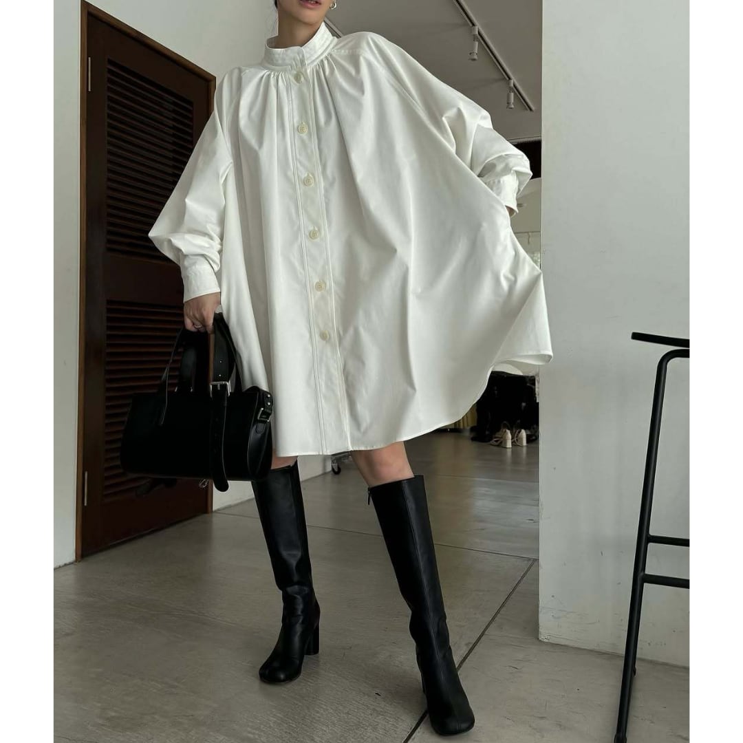 Stand collar raglan sleeves shirt one piece G1120