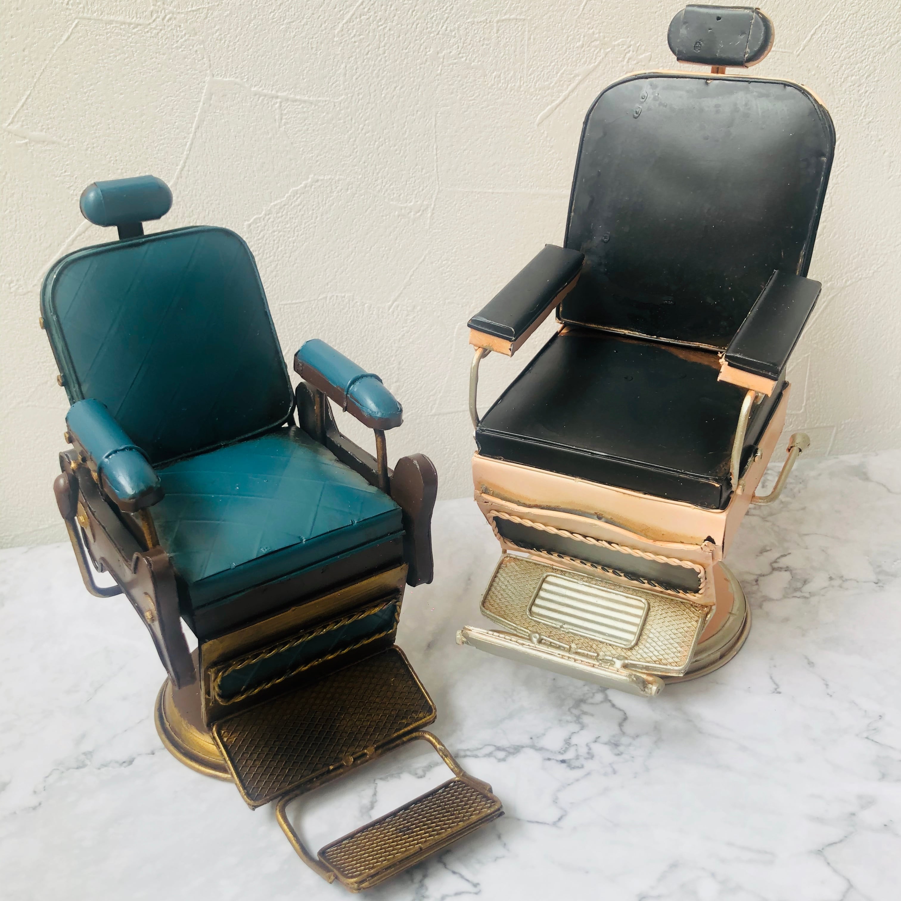 バーバーチェア ミニチュア グリーンxゴールド | 理容美容バーバー